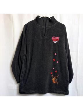 Vintage 1999 Scooby-Doo Cartoon Network Women's Gray Fleece Pullover Hearts